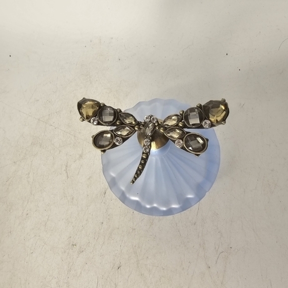 Vintage blue glass perfume bottle with a dragonfly on the top‎ of the stopper - Picture 5 of 5